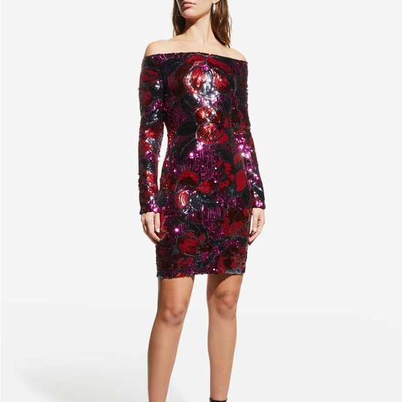 Dress The Population Floral Sequin Dress - Picture 1 of 7